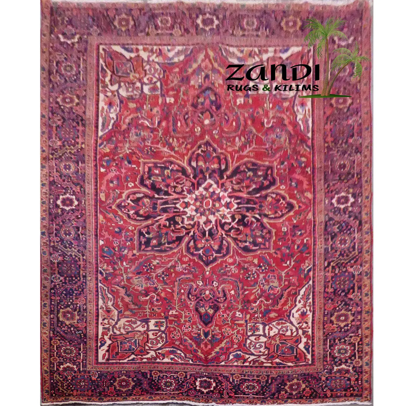 One Of The Kind Persian Heriz Rug 12'3" x 8'11"